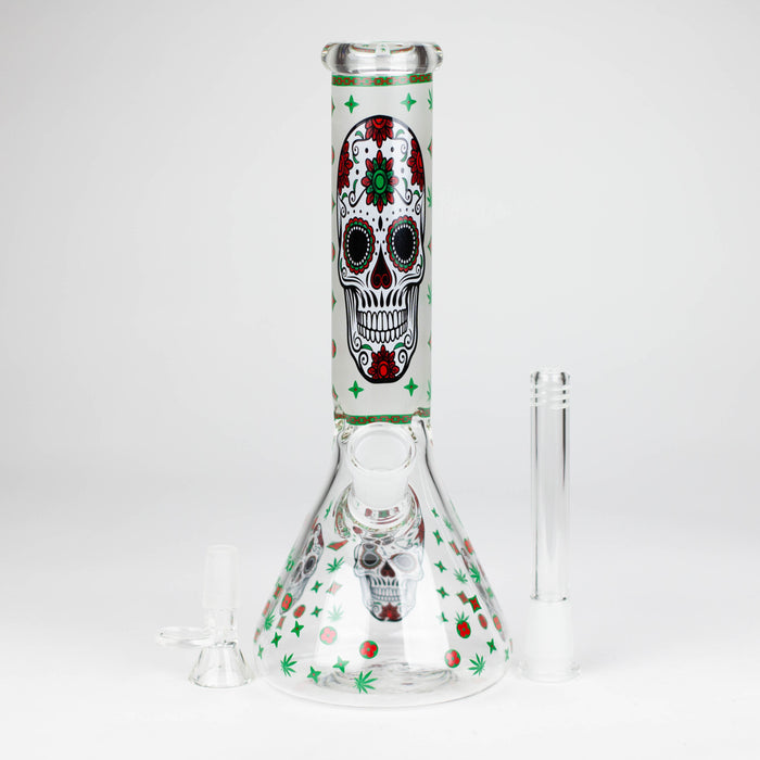 Z10" Glass Bong With Sugar Skull Design Glass Bong 777 Smoke
