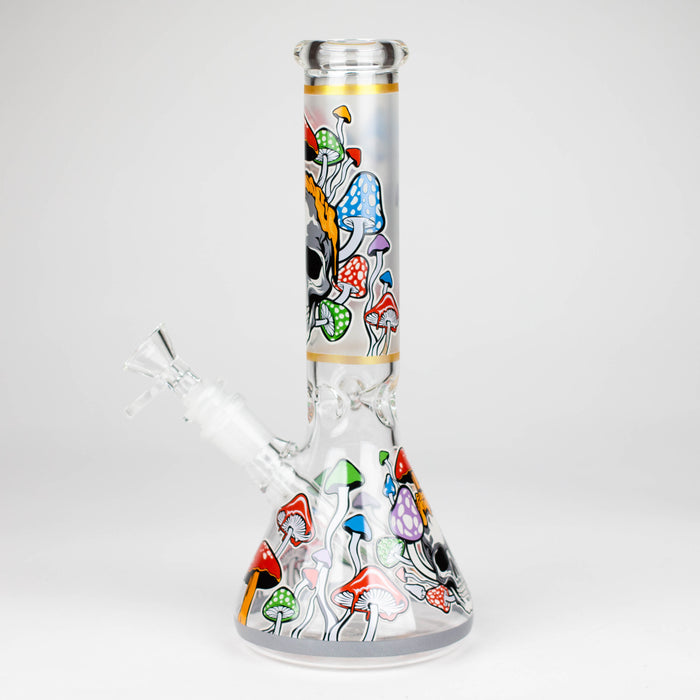 Z10" Glow in the dark Glass Bong With Mushroom Skull Design Glass Bong 777 Smoke