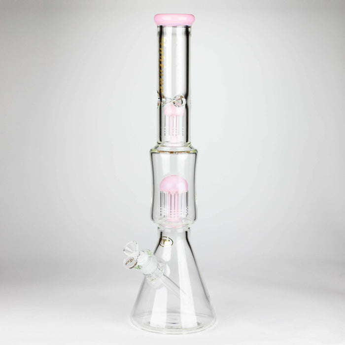 Fortune | 18" Double Tree Perc Beaker Bong Assorted Colour Glass Bong Fortune Pink