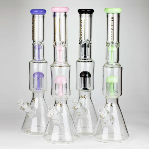 Fortune | 18" Double Tree Perc Beaker Bong Assorted Colour Glass Bong Fortune