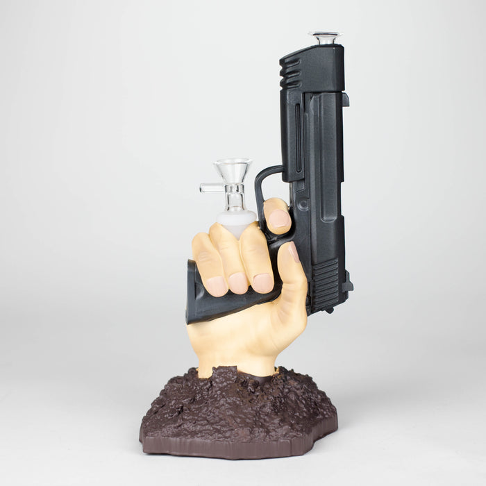 A bong with a pistol in hand Resin · Silicone · Plastic Bong YHS Smoke