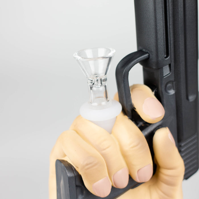 A bong with a pistol in hand Resin · Silicone · Plastic Bong YHS Smoke