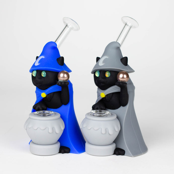 6.5“ Resin wizard cat water pipe Resin · Silicone · Plastic Bong YHS Smoke