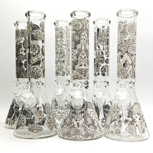 Glow in the dark 14" 7mm Egyptian Design Bong Glass Bong Super Supplys Inc