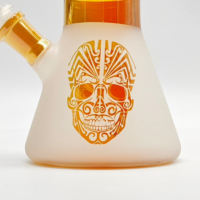 14" Electroplate Skull Design Percolator Beaker Glass Bong Super Supplys Inc