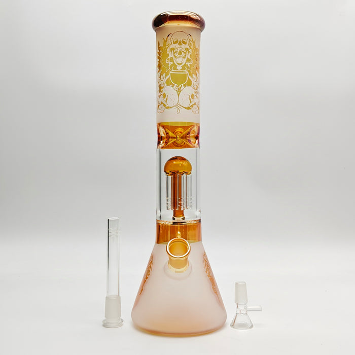 14" Electroplate Skull Design Percolator Beaker Glass Bong Super Supplys Inc