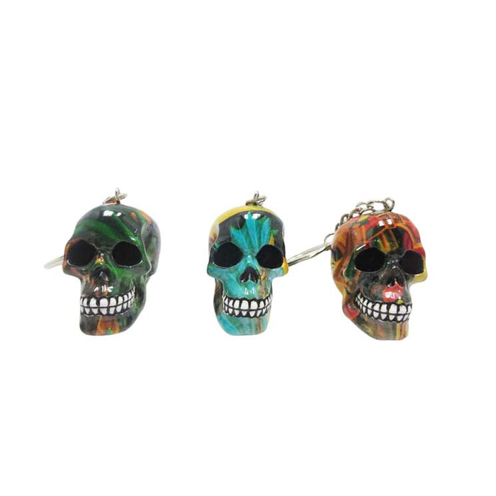 Resin With Water Transfer Printing Skull Key Chain-Assorted Gadget Super Supplys Inc Design P
