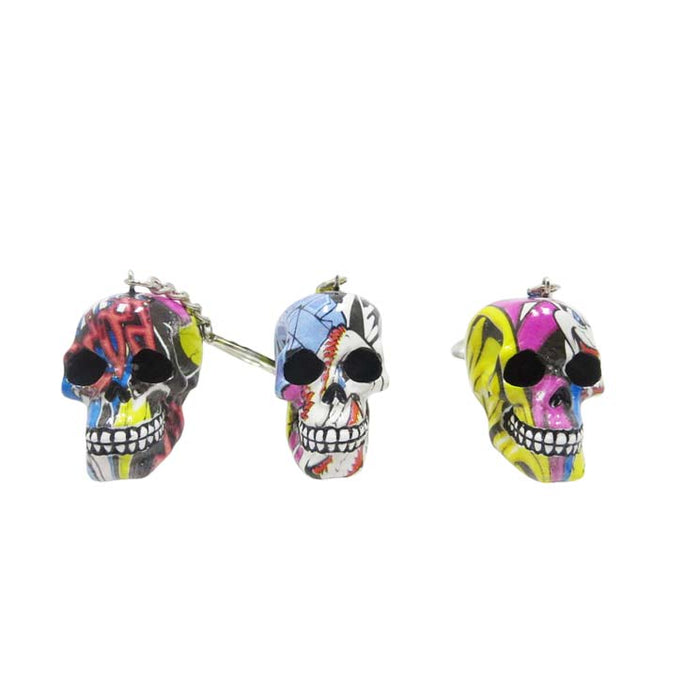 Resin With Water Transfer Printing Skull Key Chain-Assorted Gadget Super Supplys Inc Design H