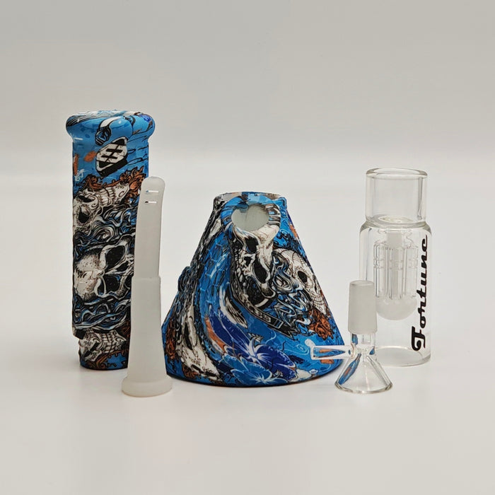 Fortune | 11" Graphic Silicone with glass percolator bong - Assorted [SP1060P] Bongs Fortune
