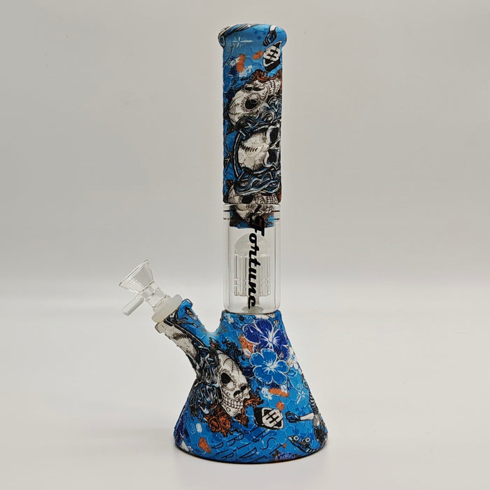 Fortune | 11" Graphic Silicone with glass percolator bong - Assorted [SP1060P] Bongs Fortune