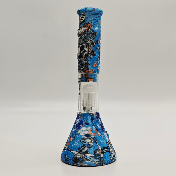 Fortune | 11" Graphic Silicone with glass percolator bong - Assorted [SP1060P] Bongs Fortune