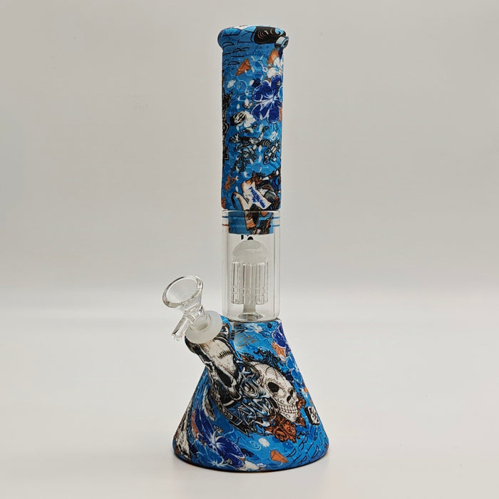 Fortune | 11" Graphic Silicone with glass percolator bong - Assorted [SP1060P] Bongs Fortune