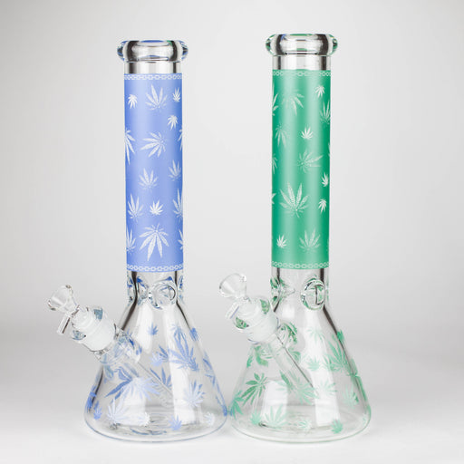 14" 7mm Leaf Design Grown In the Dark Water Bong Beaker Bong Super Supplys Inc