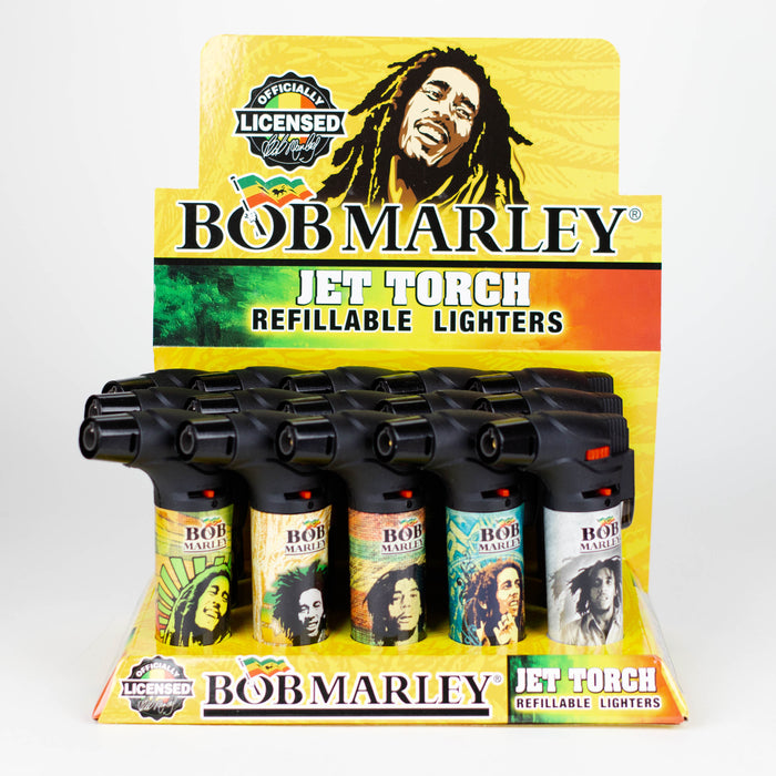 StriKo | Bob Marley Easy Grip single flame Refillable Torch lighter Display of 15 Lighters BB Canada
