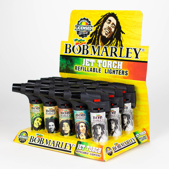 StriKo | Bob Marley Easy Grip single flame Refillable Torch lighter Display of 15 Lighters BB Canada