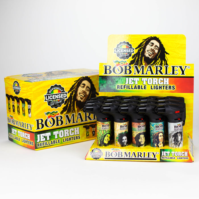 StriKo | Bob Marley Easy Grip single flame Refillable Torch lighter Display of 15 Lighters BB Canada