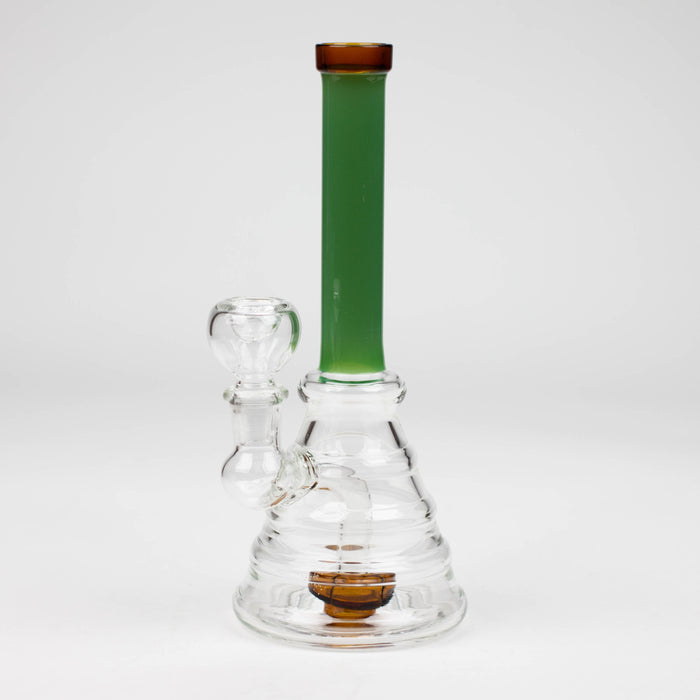 8" color tube glass bong with diffuser Beaker Bong Bongzie Smokes Green