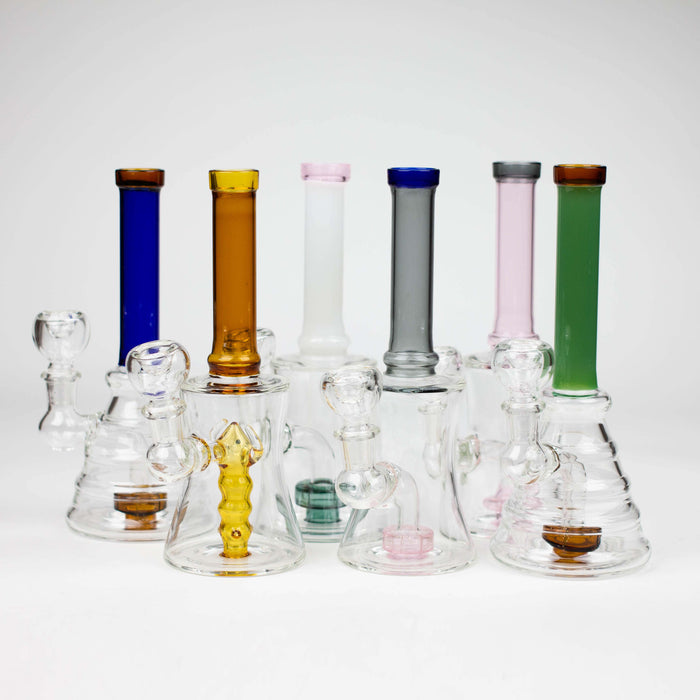 8" color tube glass bong with diffuser Beaker Bong Bongzie Smokes