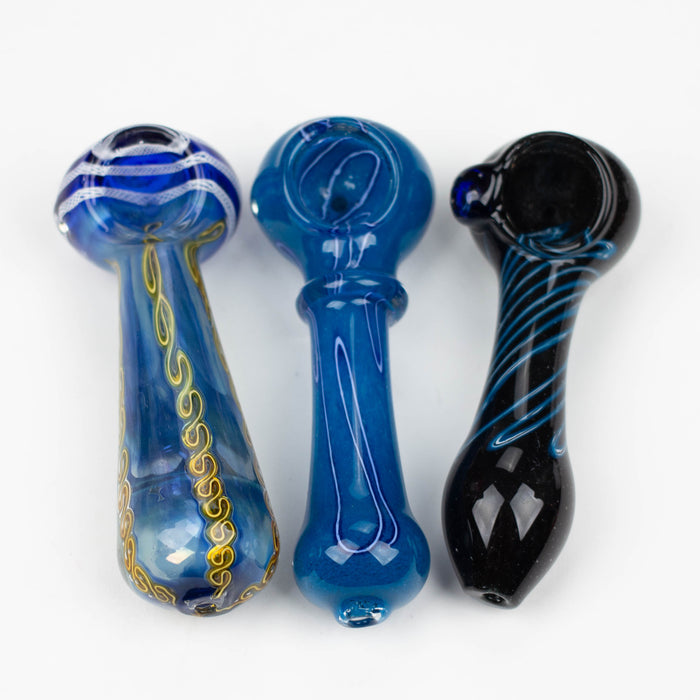 4.5” Assorted design Soft glass hand pipe Jar of 12 Glass Bongzie Smokes