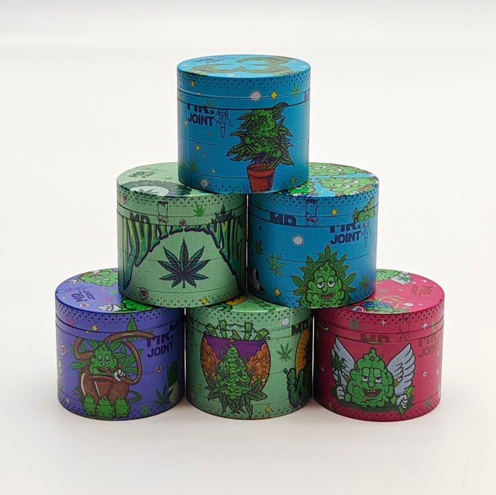 40*34mm 4 Layers Mr. Joint Leaf Design Metal Grinder Box Of 12 Display Pack Super Supplys Inc