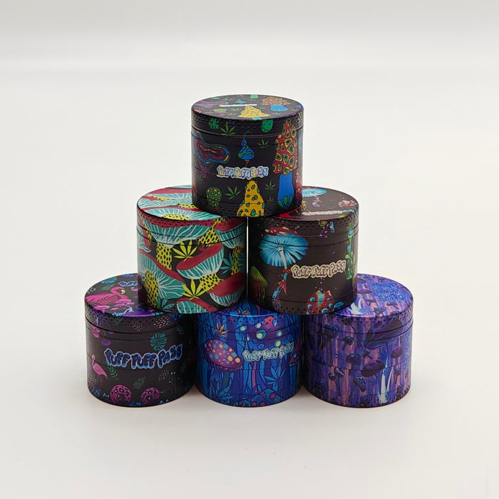 40*34mm 4 Layers Puff Mushroom Design Metal Grinder Box Of 12 Display Pack Super Supplys Inc