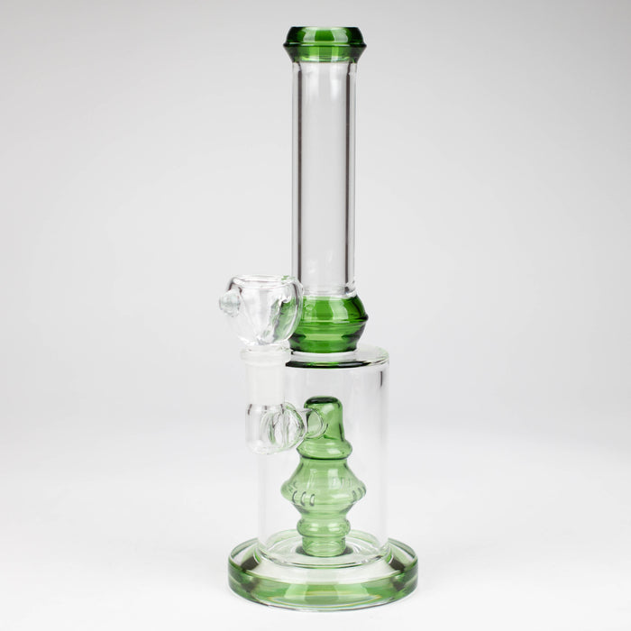 10" color accented glass water bong with diffuser Glass Bong Bongzie Smokes Light Green