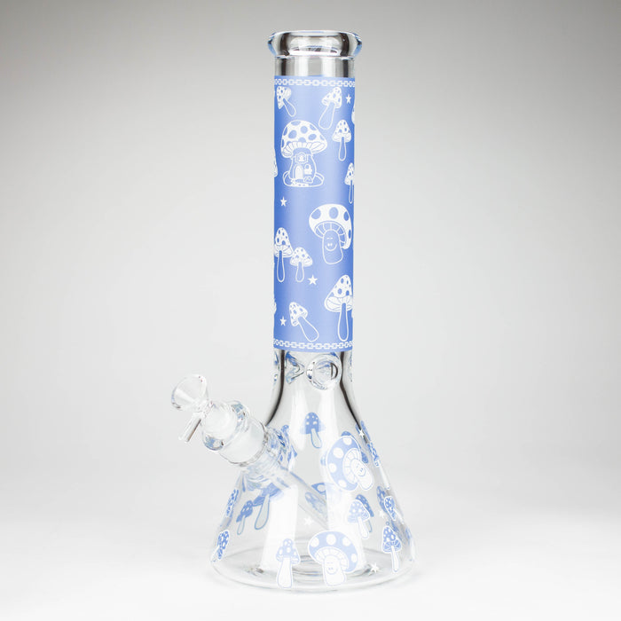 14" 7mm Mushroom Glow in the dark Bong Glass Bong Super Supplys Inc Blue