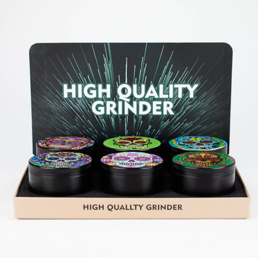 4 Parts Sugar Skull Herb Grinder Assorted Box of 6 Display Pack Canadian Distributor