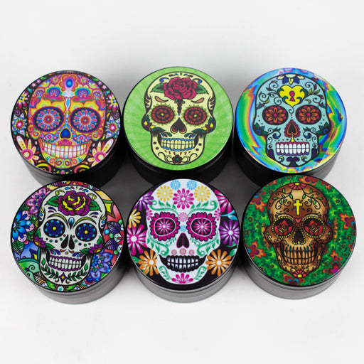 4 Parts Sugar Skull Herb Grinder Assorted Box of 6 Display Pack Canadian Distributor