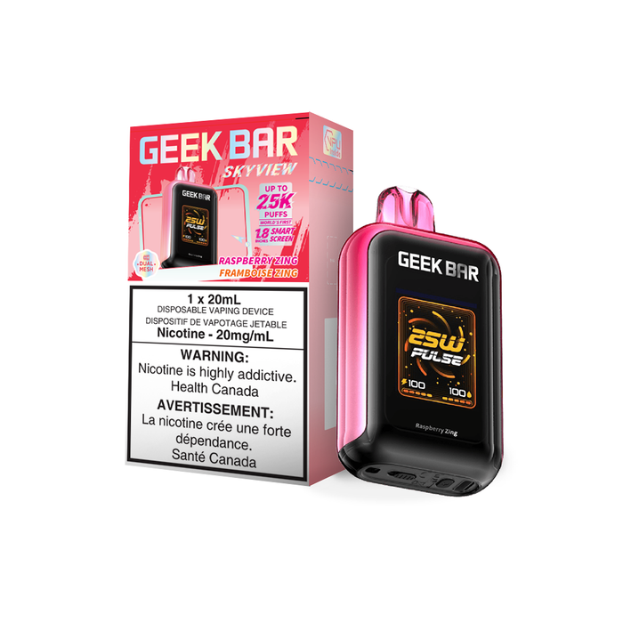 [ON] GEEK BAR | Skyview 25K Puffs Box of 5 Ontario Excise Tax TJ VAPE Raspberry Zing