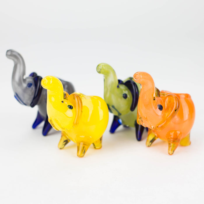4.5” Assorted elephant Soft glass hand pipe Jar of 8 Glass Bongzie Smokes