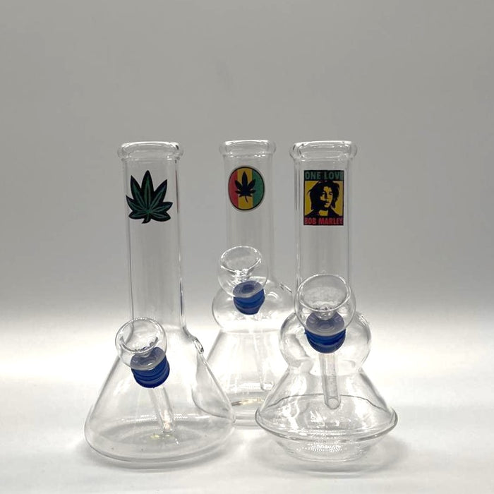 Stamped Glass Water Pipe 6" - Assorted Designs Glass Bong NIBO Distribution