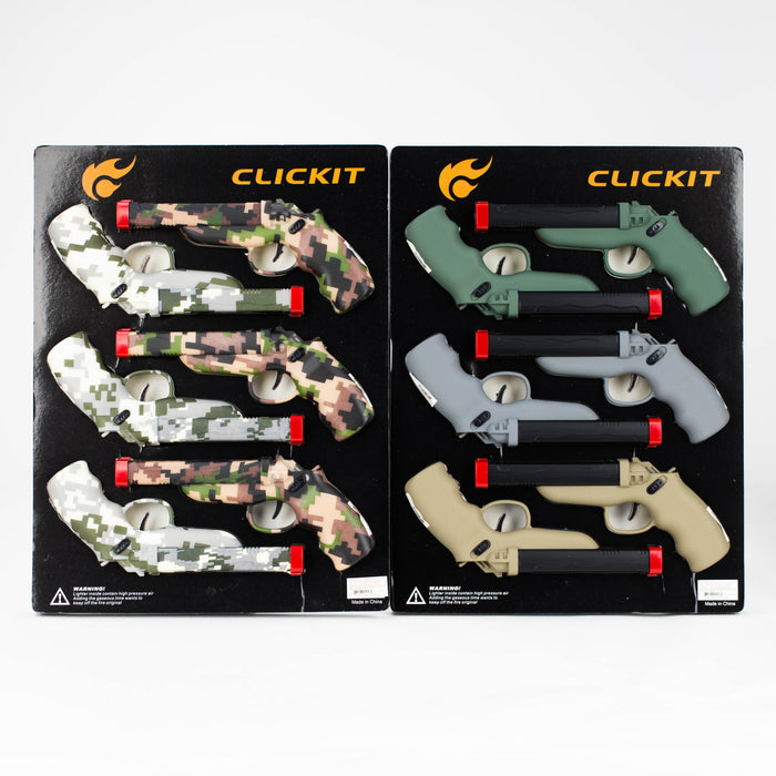 Click It | 8" Pistol Large Dual Torch Lighter [GH-4848] - display of 12 Torch Canadian Distributor