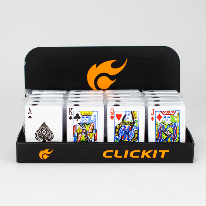 Click It | Single Flame Sliding Porker Card Shape Lighter [GH-9289] - Display of 20 Torch Canadian Distributor