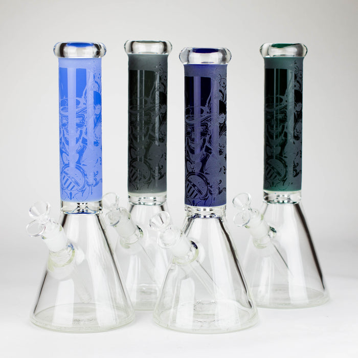 14" High Quality engraved Beaker Glass Bong [C2664-3] Glass Bong Canadian Distributor