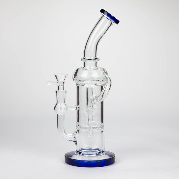 11″ Straight Tube Glass Recycler Bong With Color Base [C1556] Glass Bong Canadian Distributor