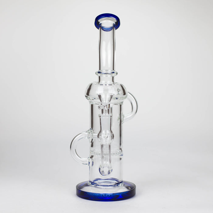11″ Straight Tube Glass Recycler Bong With Color Base [C1556] Glass Bong Canadian Distributor