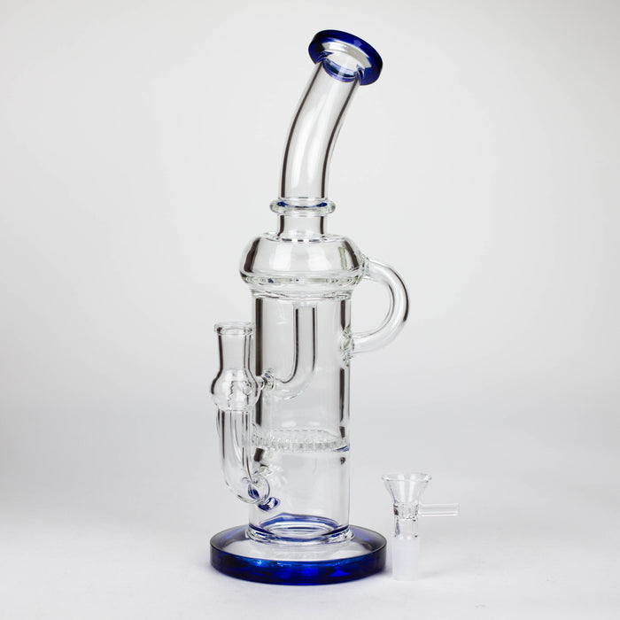11″ Straight Tube Glass Recycler Bong With Color Base [C1556] Glass Bong Canadian Distributor