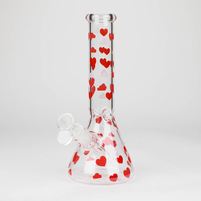10" Glass Bong With Happy Valentine's Day Design Glass Bong 777 Smoke