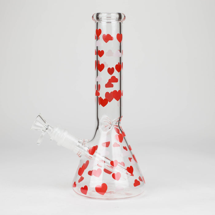 10" Glass Bong With Happy Valentine's Day Design Glass Bong 777 Smoke