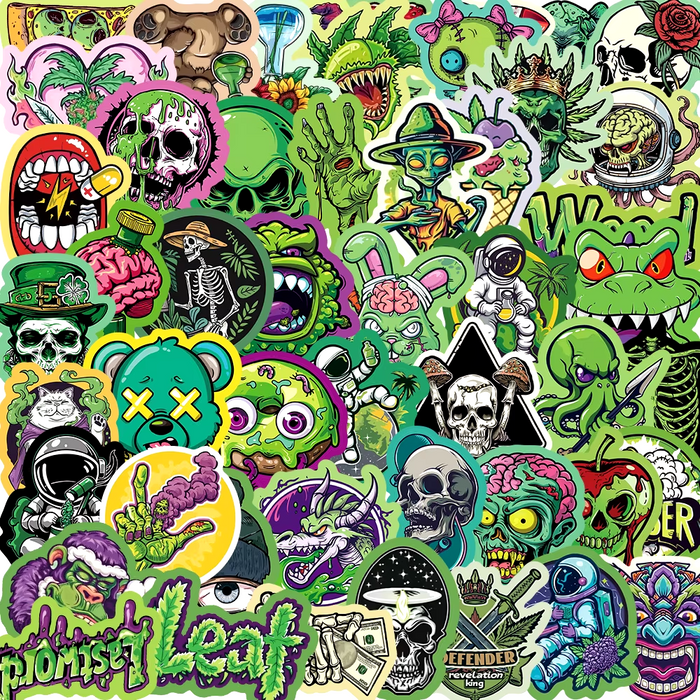 50pcs Assorted Cannabis Design Stickers Gadget Every Weekend Option I