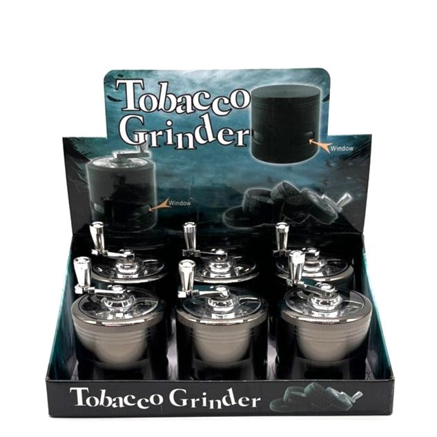 2.4" Hand Cranked Gunmetal Grinder 4 Pieces Box of 6 Display Pack NIBO Distribution