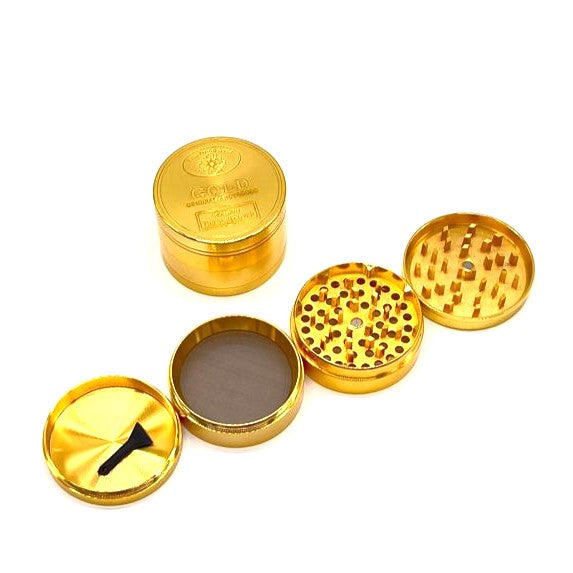Gold Grinder 63mm 4 parts Box of 6 Display Pack NIBO Distribution