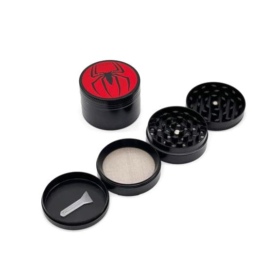 Spider Black Metal Grinder 52mm 4 parts Box of 12 Display NIBO Distribution