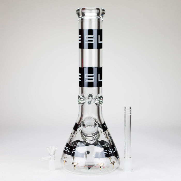 TSLA Glow in the Dark 14" 9 mm glass bong [PIP866] Glass Bong NIBO Distribution