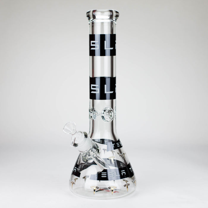 TSLA Glow in the Dark 14" 9 mm glass bong [PIP866] Glass Bong NIBO Distribution Design F