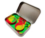 2*5ml Non-Stick Silicone Container Tin Box Set with 1 Steel Dab Tool Case Herbhuggers Rasta (Red/Yellow/Green)