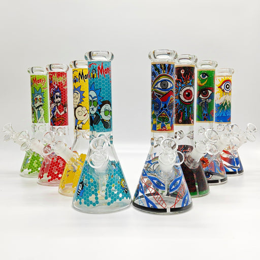 10" 5mm Assorted Design Beaker Bong [103805P] Bongs Super Supplys Inc