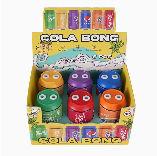 Soda Pop Stash Can Glass Pipe Assorted Designs Box of 6 Glass Bong Super Supplys Inc