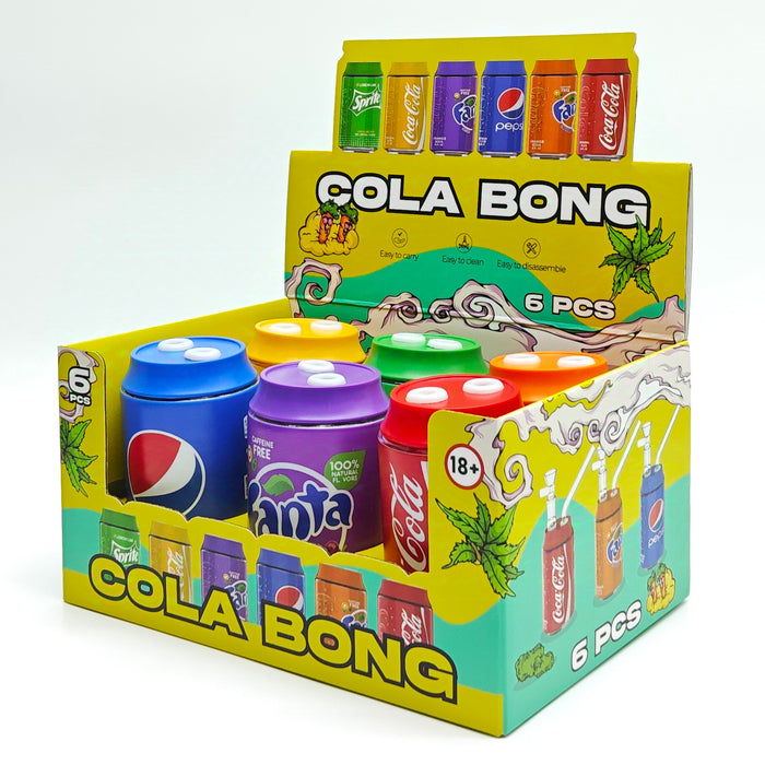 Soda Pop Stash Can Glass Pipe Assorted Designs Box of 6 Glass Bong Super Supplys Inc